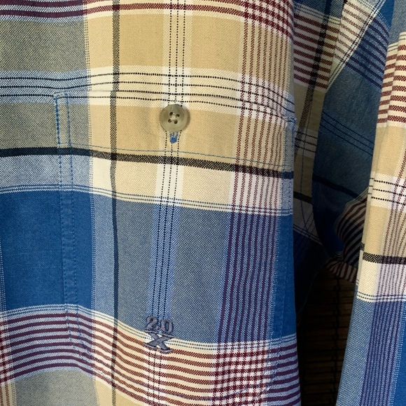 Wrangler Twenty X Long Sleeve Button Down Shirt Plaid Blue Yellow Size XL Men’s - Picture 3 of 12